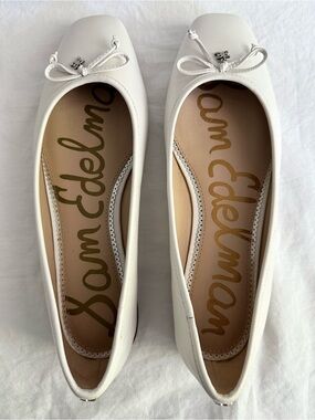 Sam Edelman Jillie Ballet Flat Size 11 White Cream Bow Balletcore Coastal